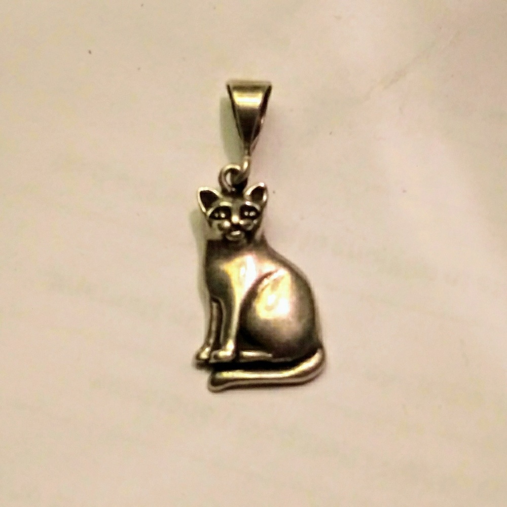 ~ ANTIQUE SS CAT PENDANT ~